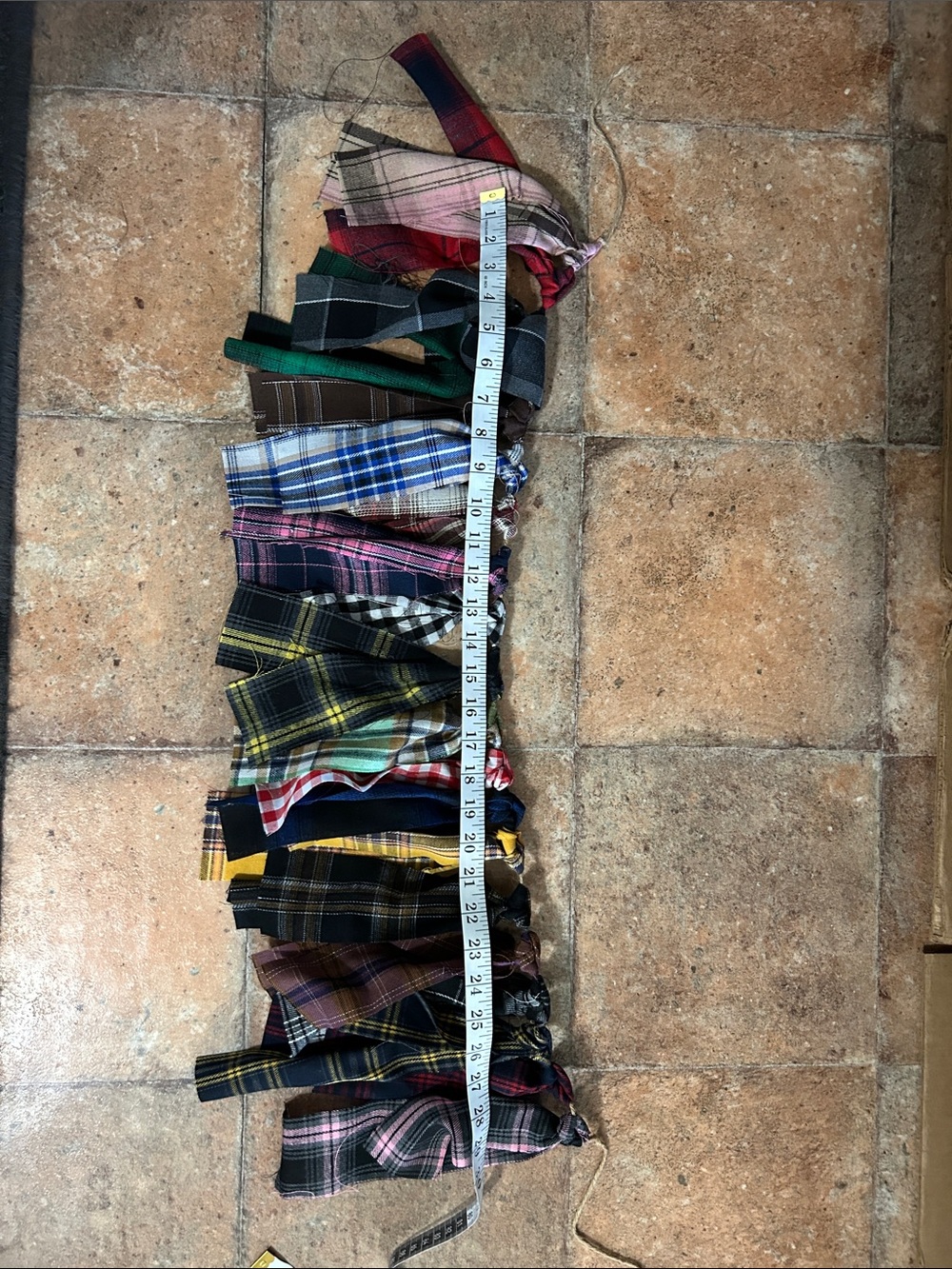 Handmade Multi-Plaid Fabric Garland with Tassels